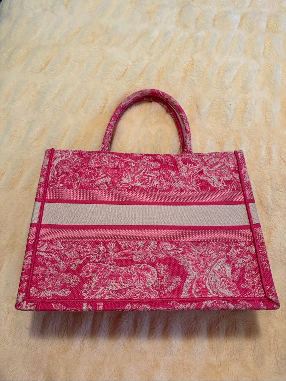 Pink Graphic Canvas Tote Bag with Top Handles - Picture 2 of 7